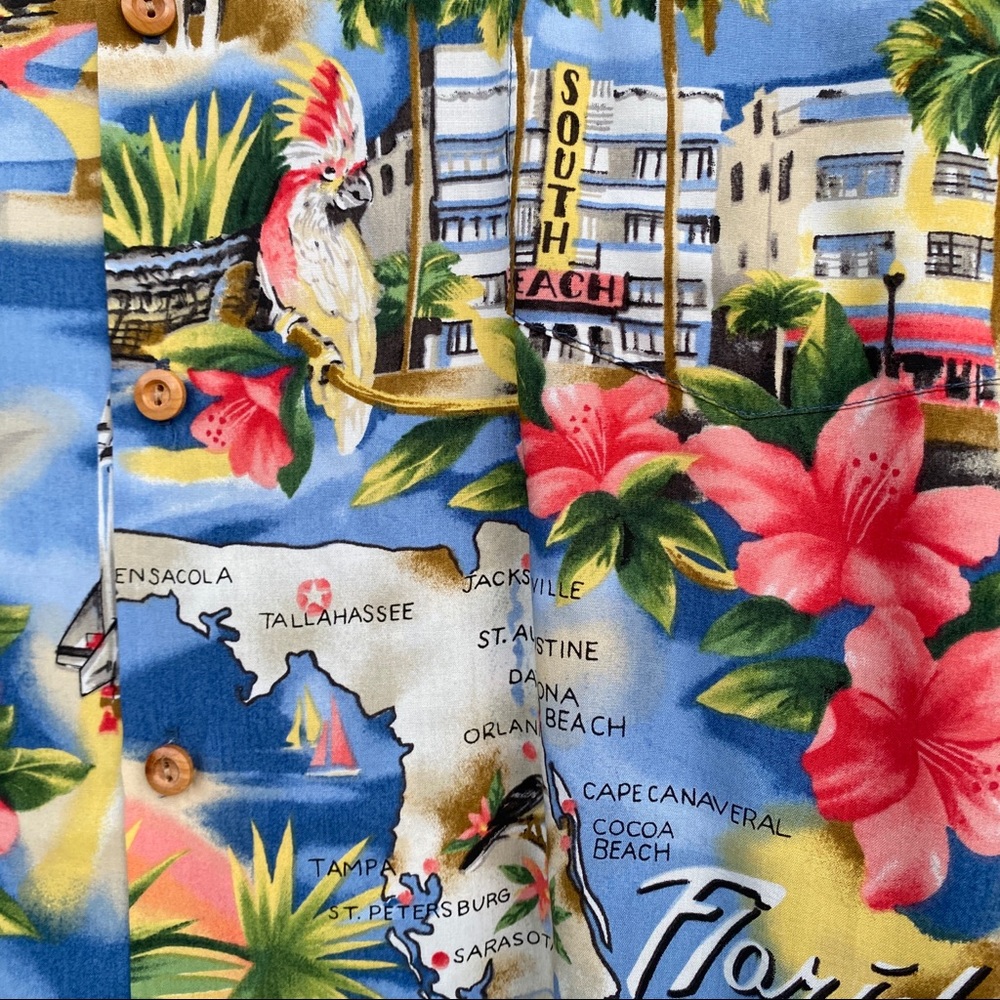Paradise Found vintage Hawaiian shirt mens FLORIDA print tropical state floral - Picture 4 of 7